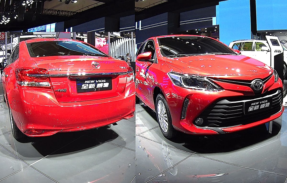 Red Toyota Vios front and back