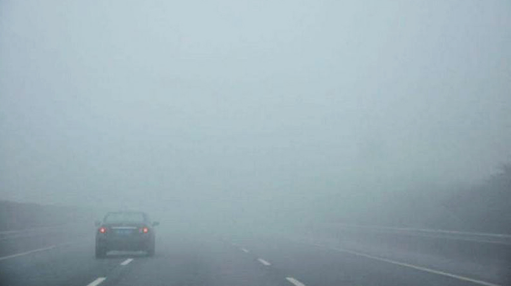 Heavy Fog Prevails Over Motorway