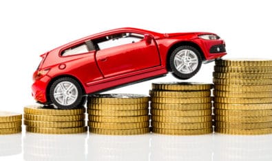 red car over coins