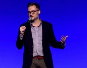 Jeremy McLellan talks at an event in the US