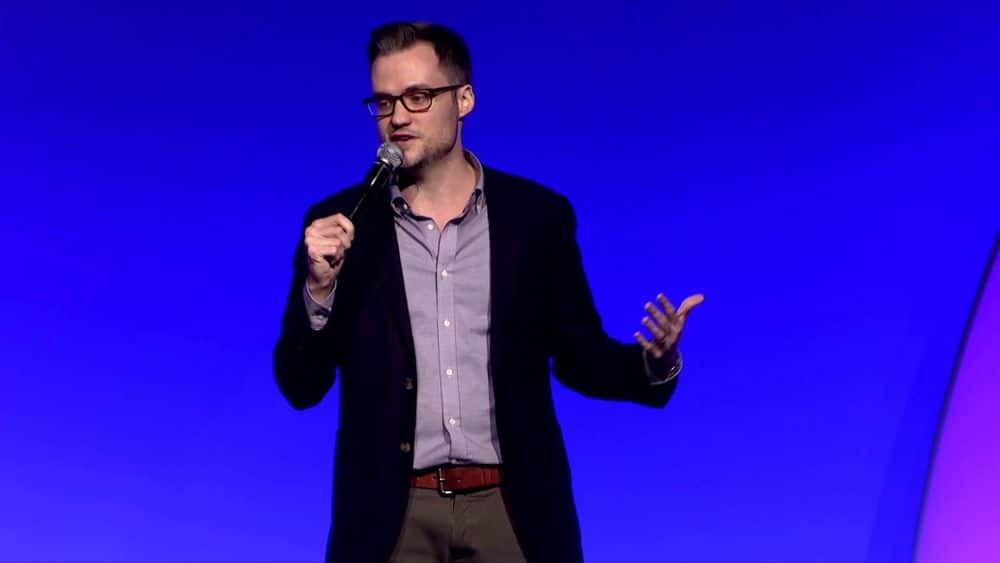 Jeremy McLellan talks at an event in the US