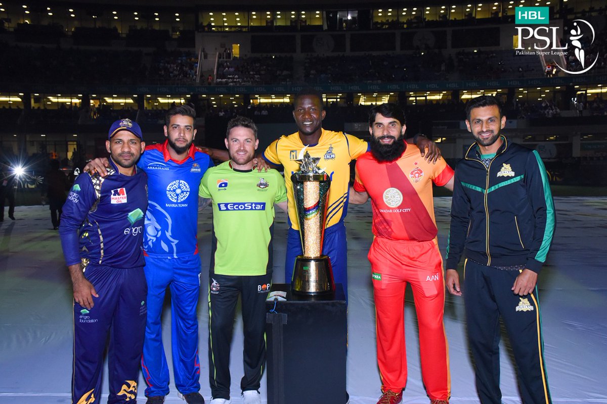 Psl 3 captains group photo with trophy