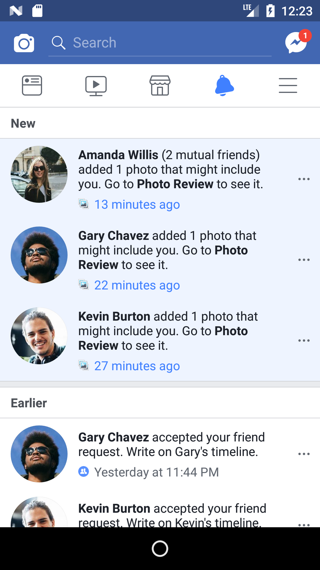 facebook notification of Photo Review