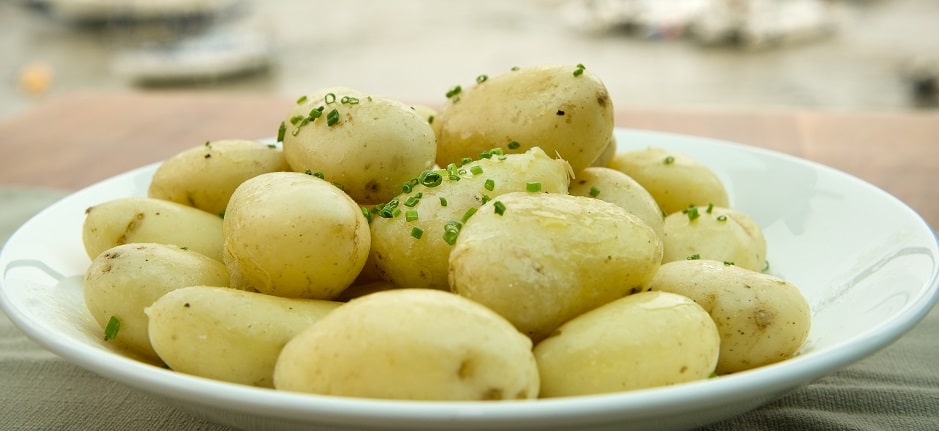 Boiled Potatoes in White Plate