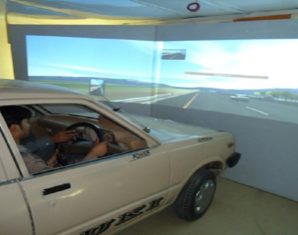 Man using Driving Simulator