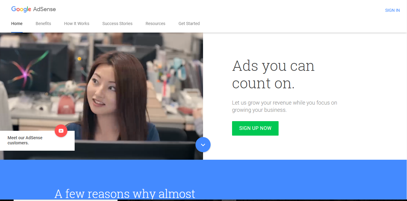 Google Adsense Website Screenshot