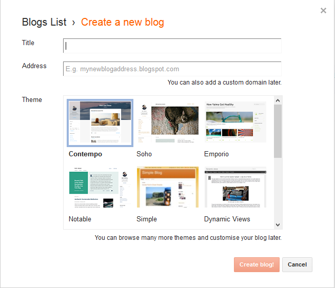 create a new blog 