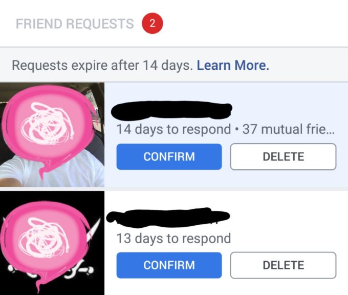 friend request on facebook expires after 14 days