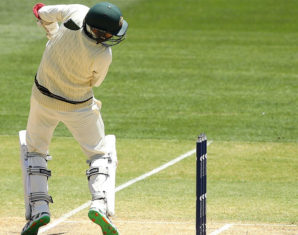 Batsman facing fast bowler