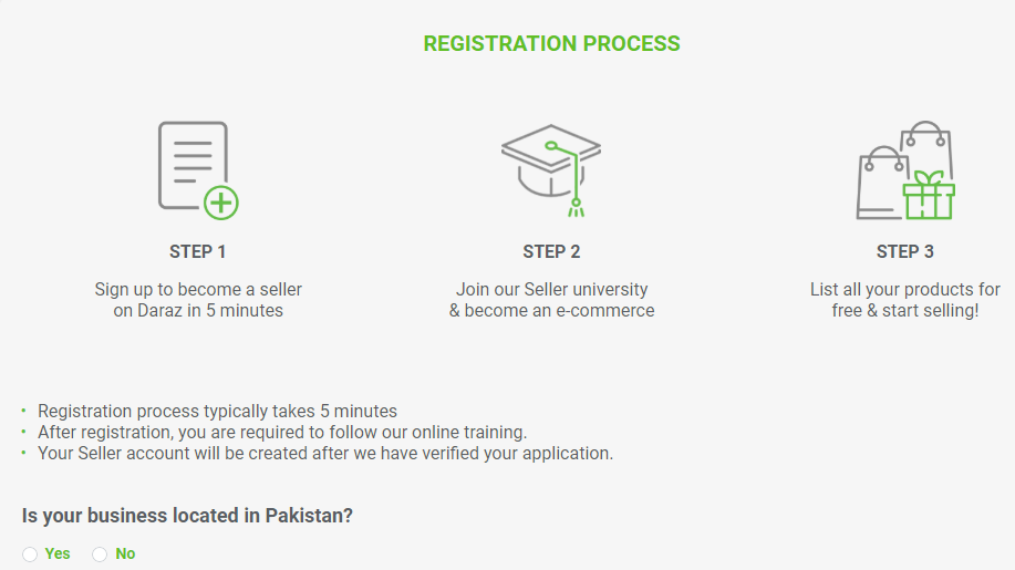 registration process on daraz