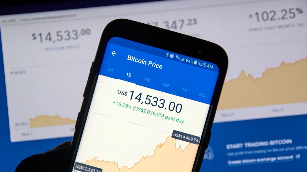 bitcoin chart in smartphone