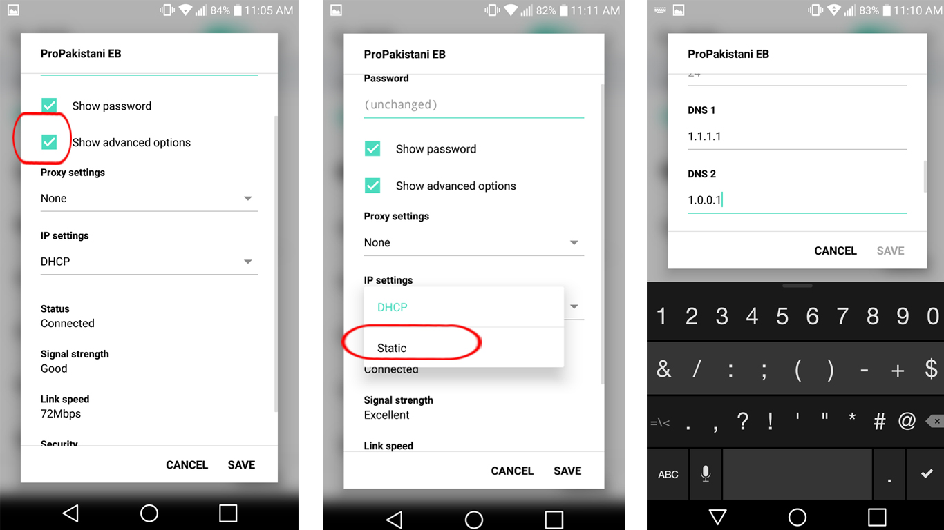 static dns in android phone