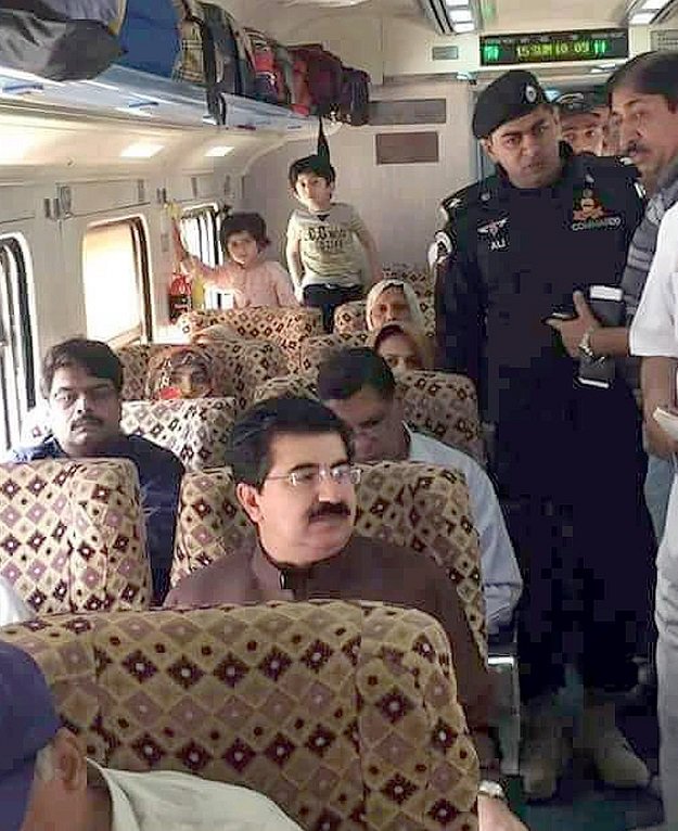 Senate Chairman Sadiq Sanjrani Travelling on Train