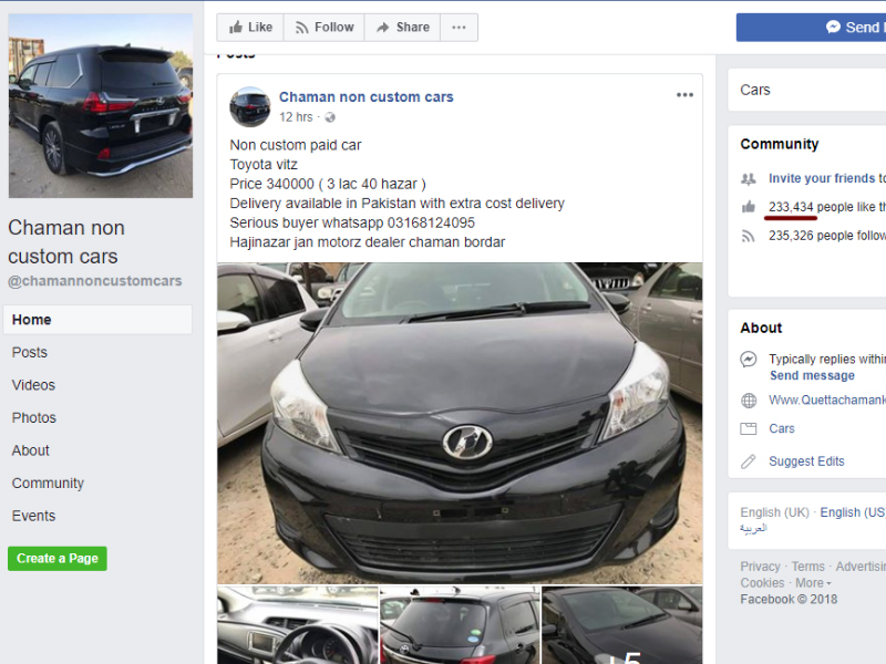 selling non-custom paid cars on facebook