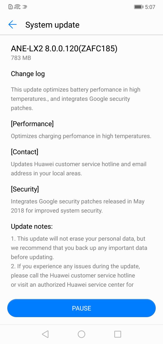 Huawei P20 Lite OTA update