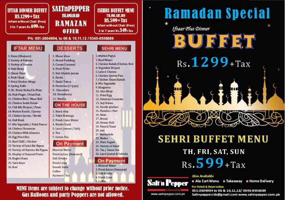 Salt'n Pepper Islamabad Ramzan Buffet Deal