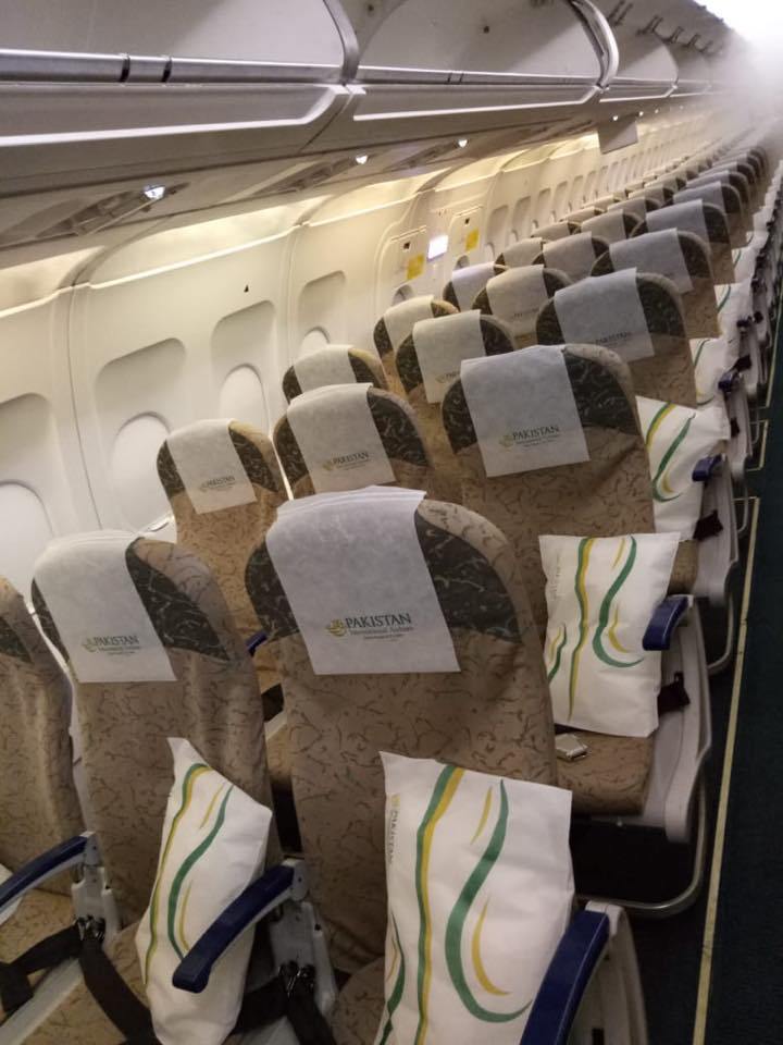 Disposable Pillows on Seats PIA Plane