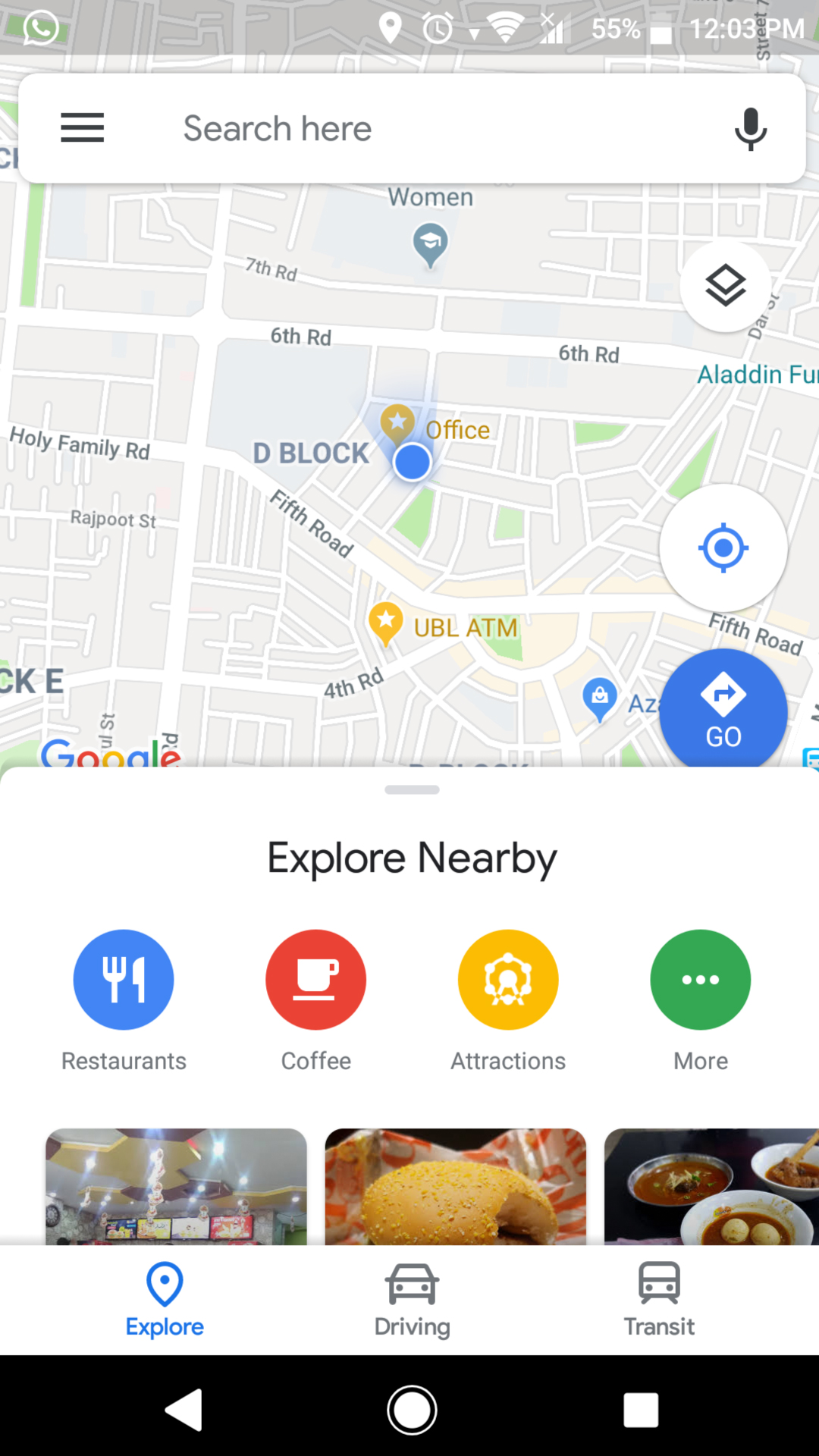 google maps explore nearby
