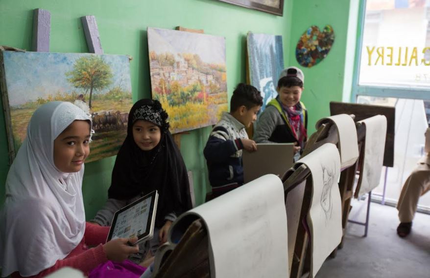kids learning art in art studio of hazara