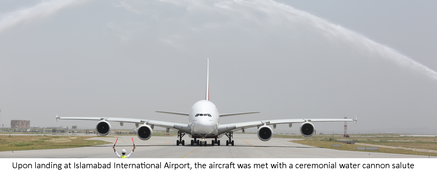 Aircraft A380 landed in Islamabad International Airport