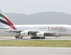Emirates Airbus A380 Plane On Runway