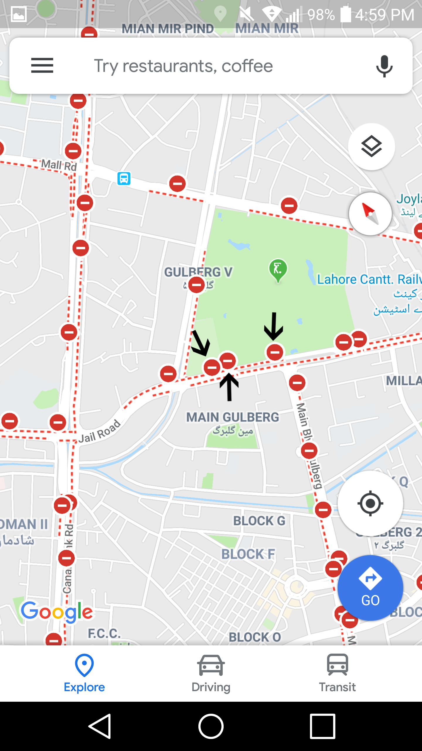 roads block google map spam