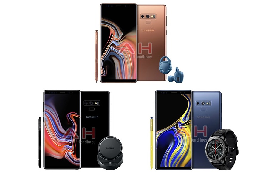 Samsung Note 9 in three colours 