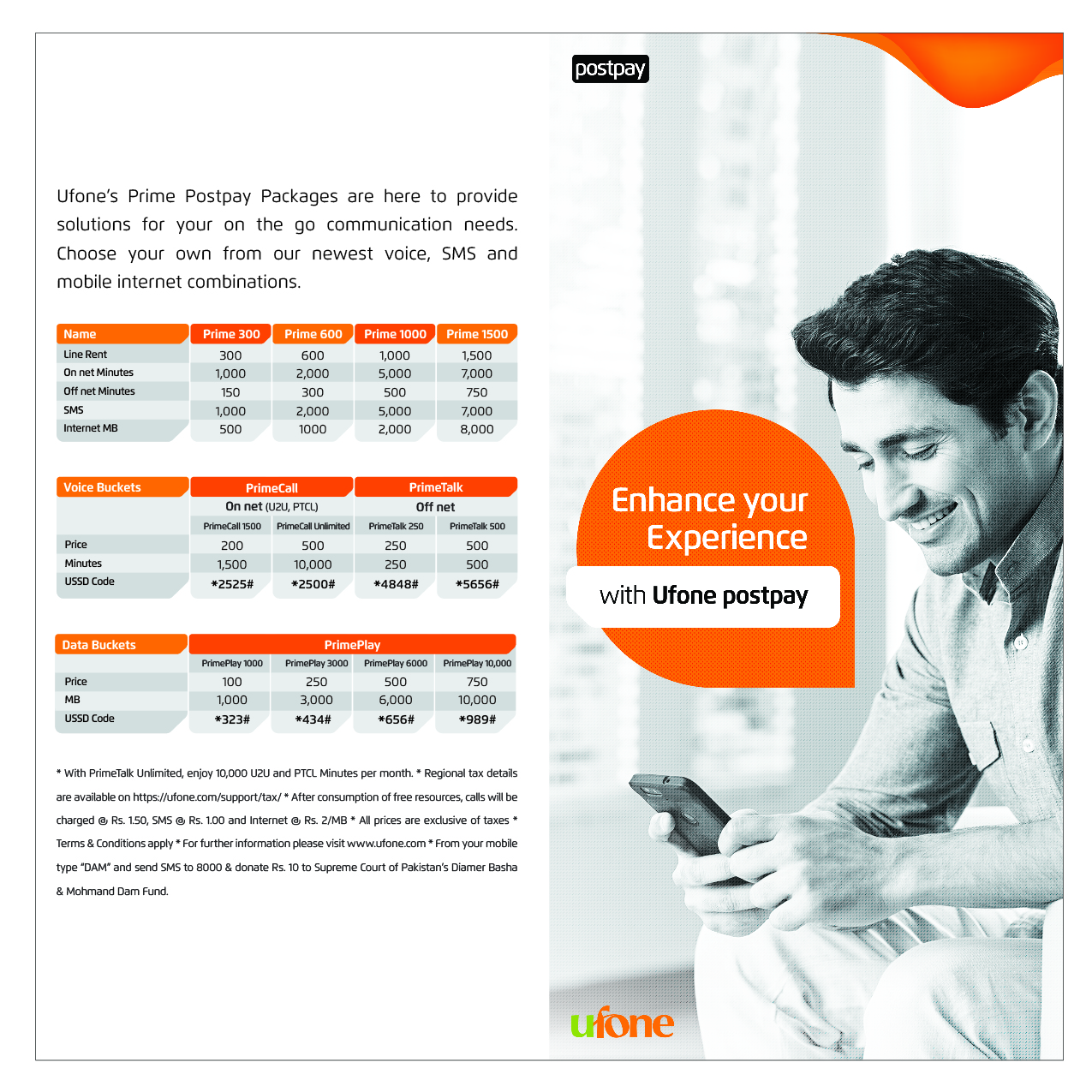 Ufone Prime Postpay Packages