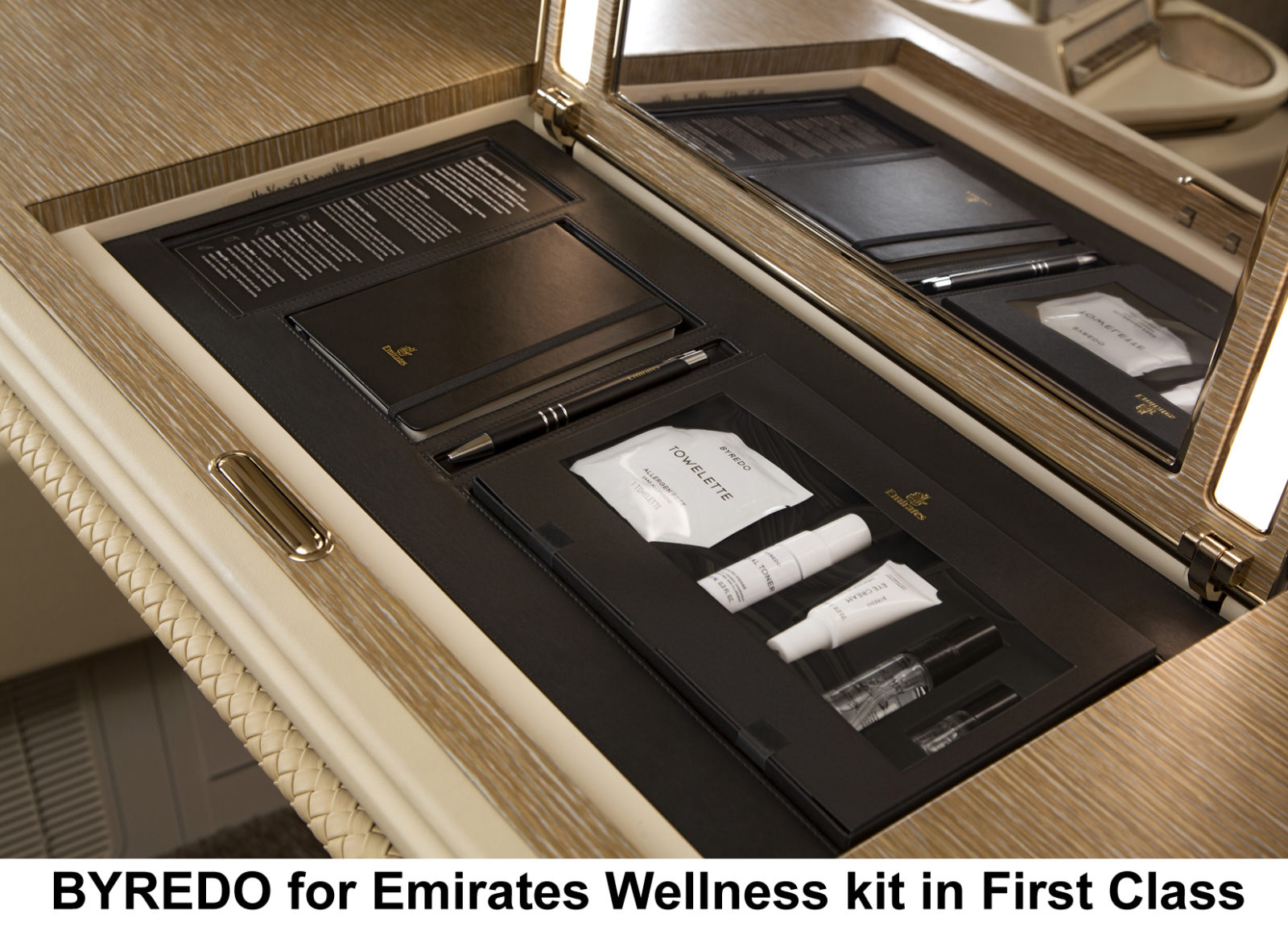 Emirates wellness kit in first class