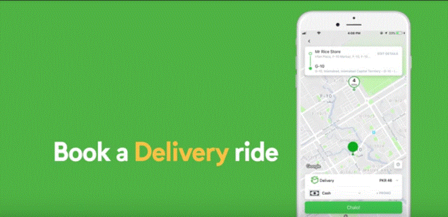 book a Careem delivery ride