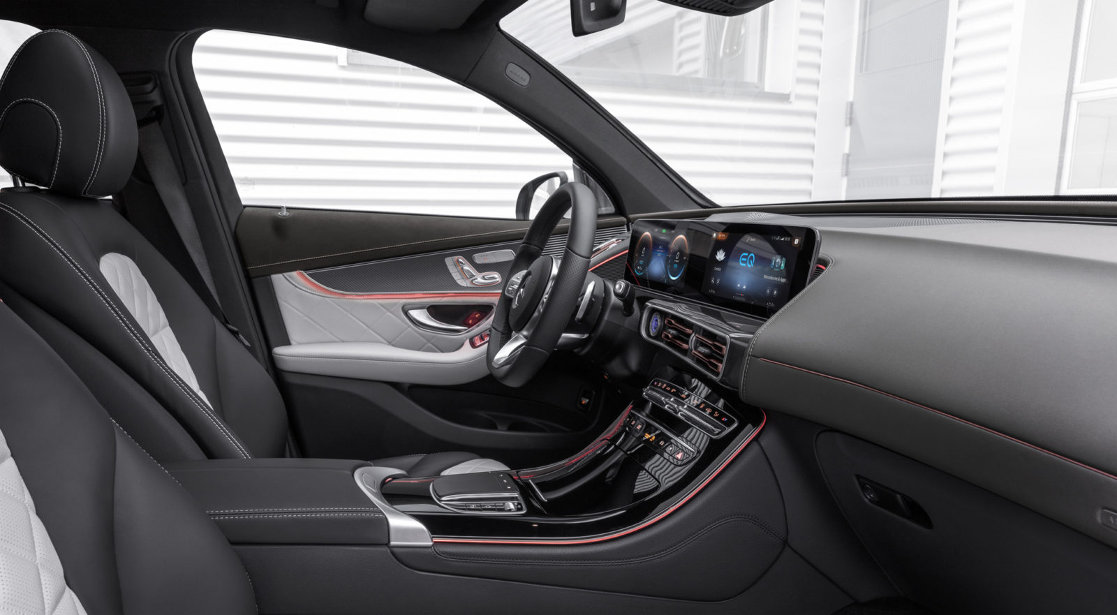 White Mercedes-Benz EQC Interior Front