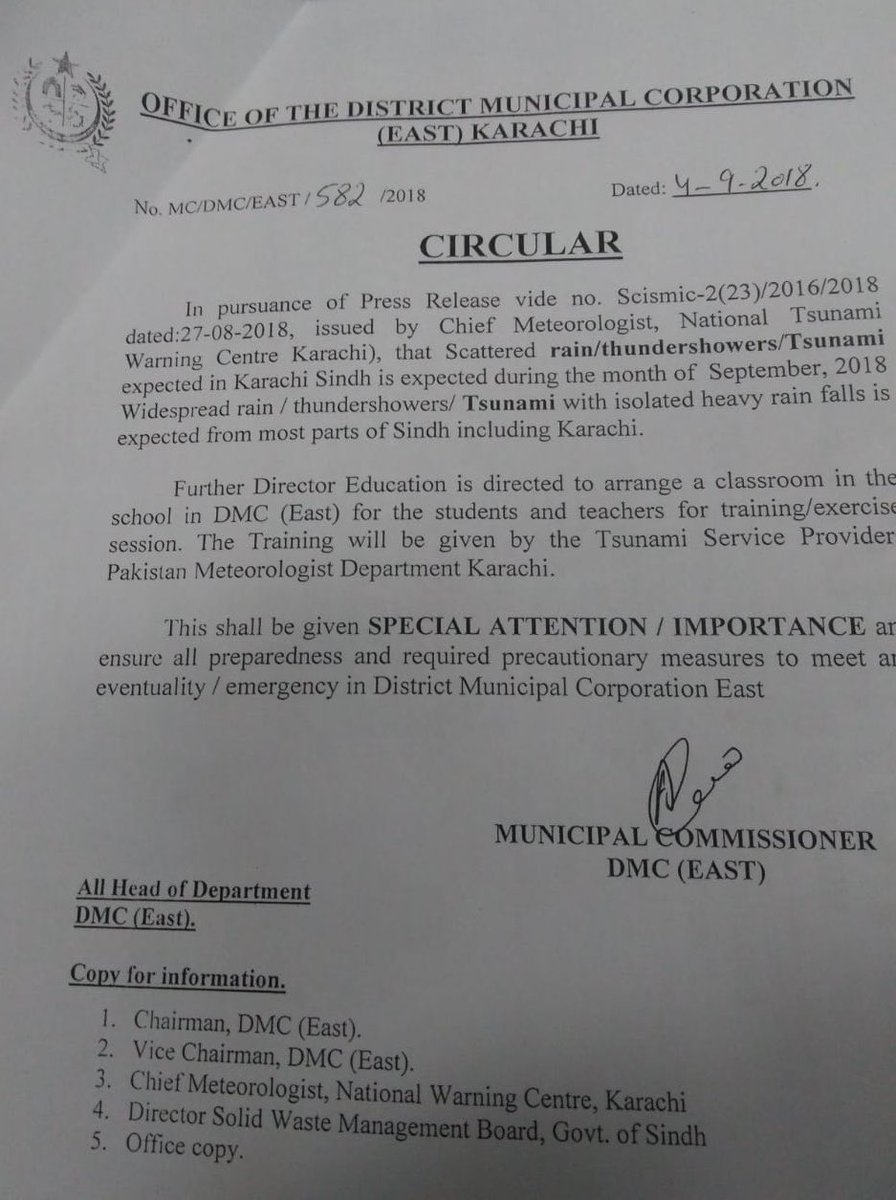 Tsunami Warning Notification Karachi