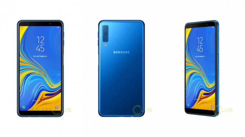 Blue Samsung Galaxy A7 2018 Display and Design