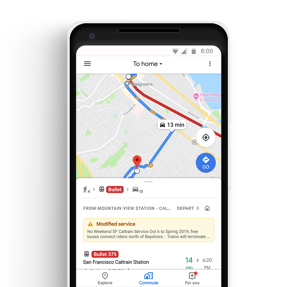 Google Maps Commute Tab