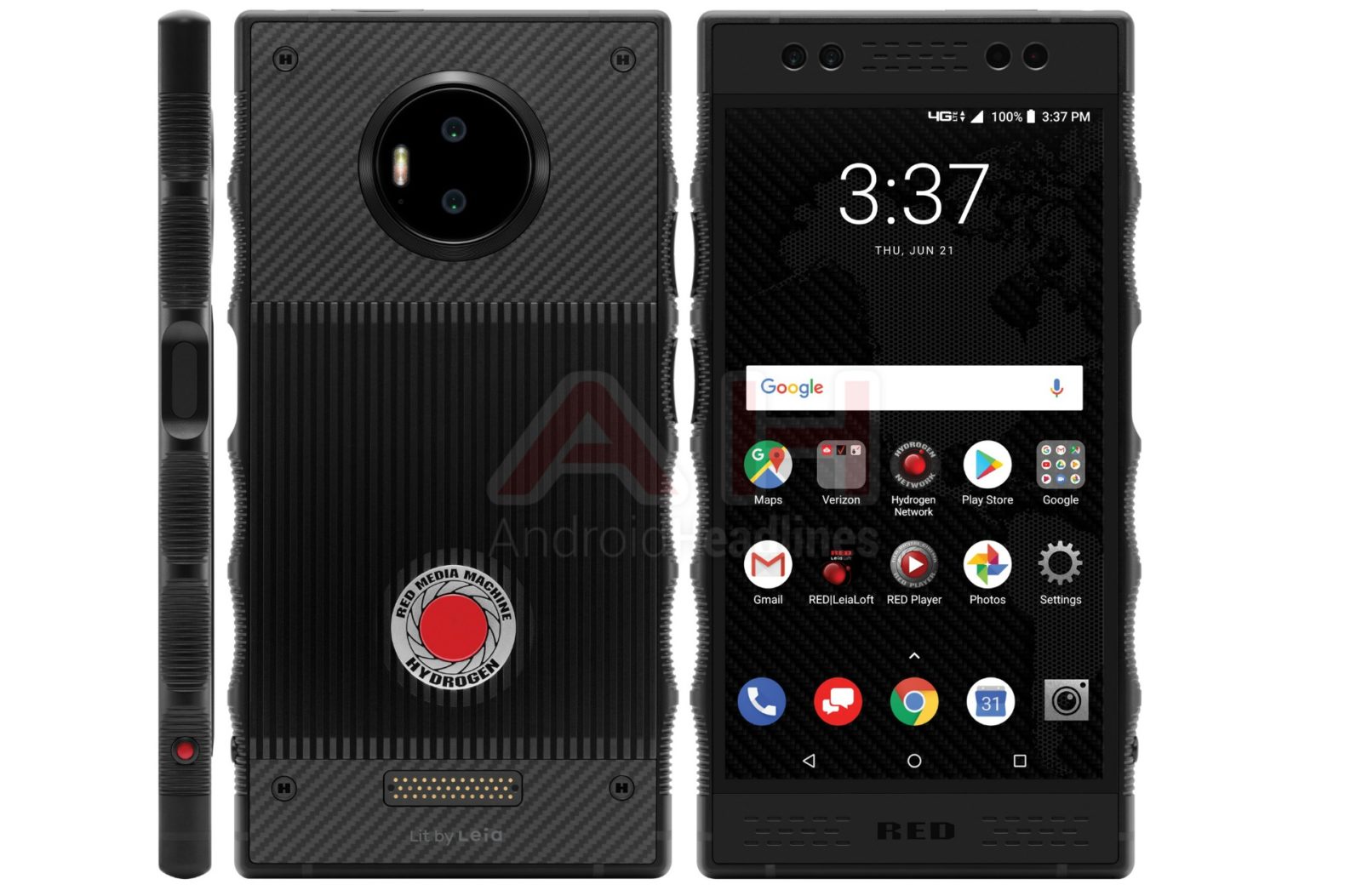 Red Hydrogen One front, back and sides