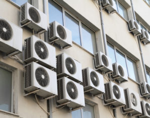 Air conditioning units on buildings, ac, acs