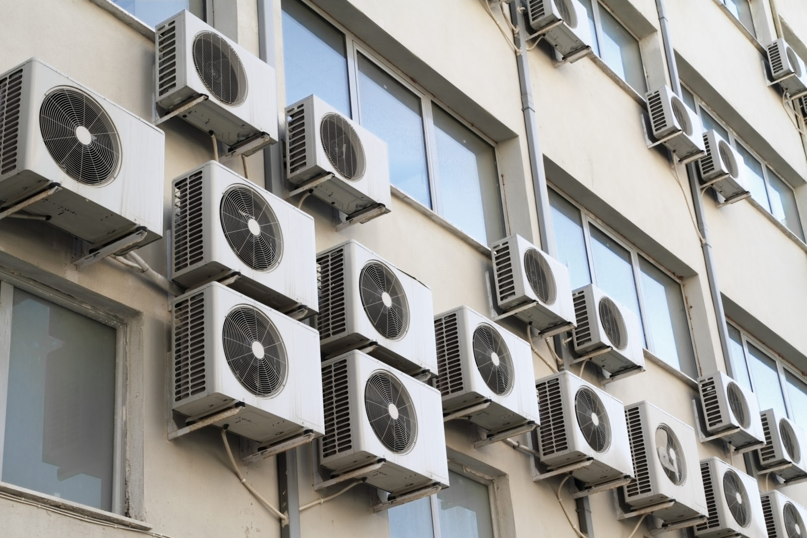 Air conditioning units on buildings, ac, acs