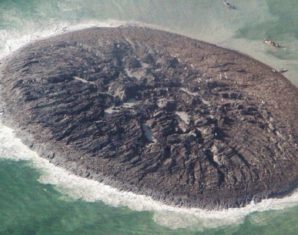 Island resulting from mud volcano