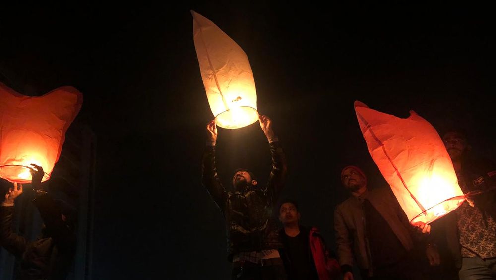 Lanterns Released Into the Sky to Commemorate the Start of a New Decade