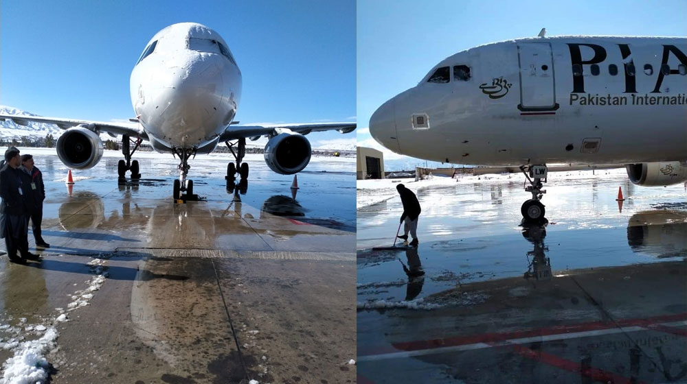 PIA Aircraft Stranded in Quetta After Getting Frozen Due to Snowfall