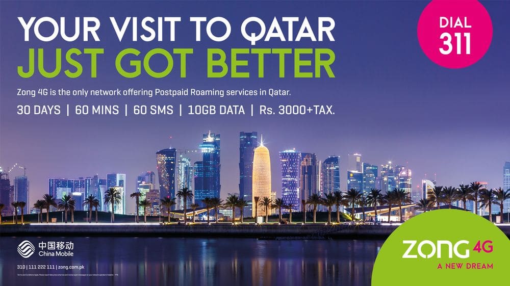 Zong 4G Launches An Affordable Roaming Bundle With LTE Data for Qatar