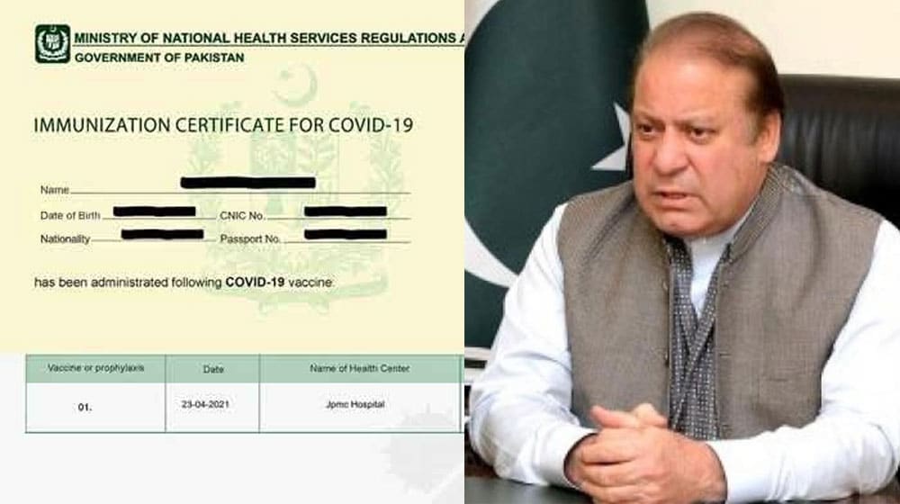 NADRA Data Shows Nawaz Sharif Was ‘Vaccinated’ for COVID-19 in Lahore