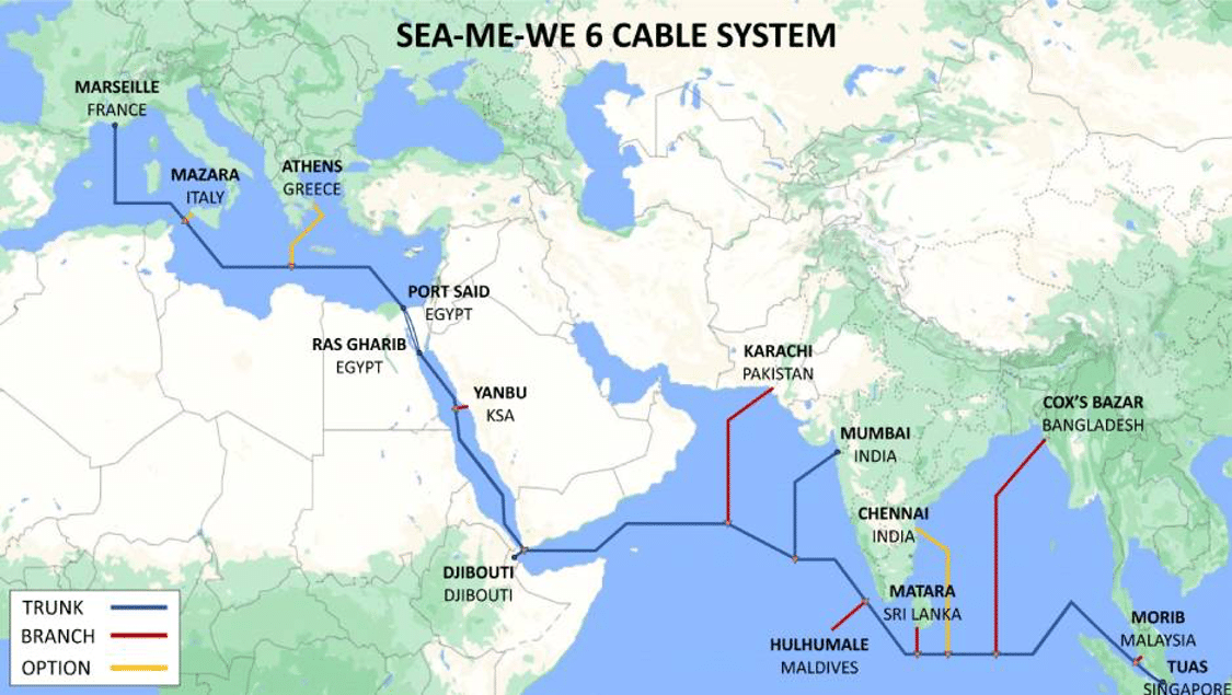 Pakistan to Get New Submarine Cable SEA-ME-WE 6 with 100Tbps Speeds Through TWA