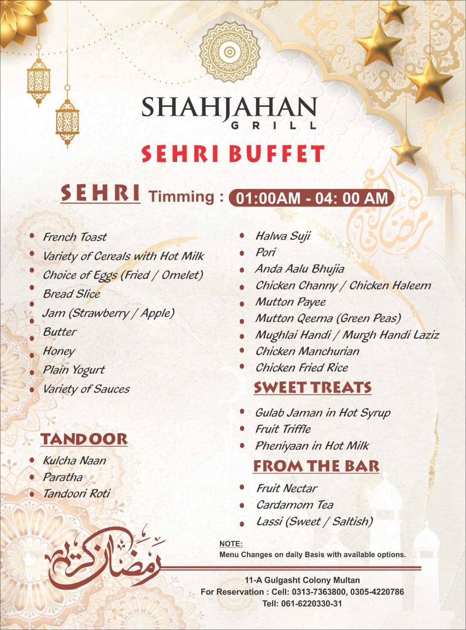 Sehri and Iftar deals in Multan