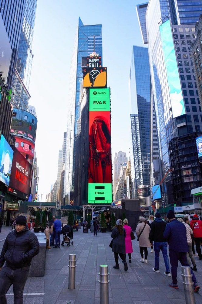 From Lyari to New York Eva B Earns a Spot at Times Square NYC as