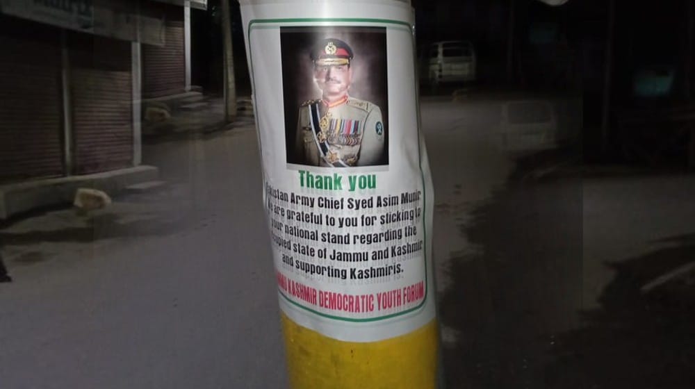 “Thank You Asim Munir” Posters in Occupied Kashmir Show Up Appreciating the Army Chief