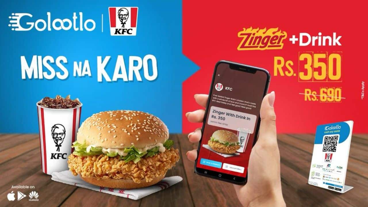 Calling All Foodies! Golootlo Unveils an Exclusive Treat – Get a KFC Zinger and Drink Combo for Just Rs 350!