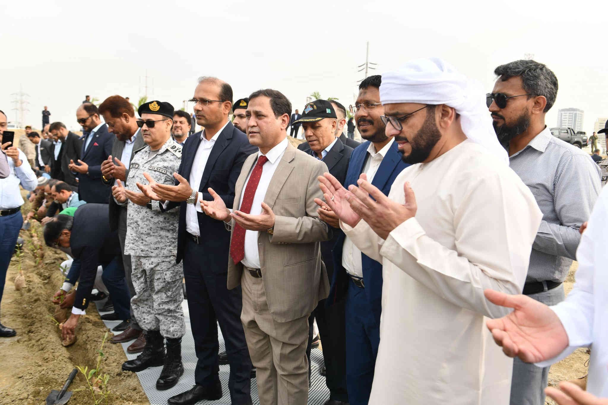 A view of CEO KGTL, Mr. Khurram Aziz Khan at the mangrove plantation start at the Mangrove Park in Karachi.