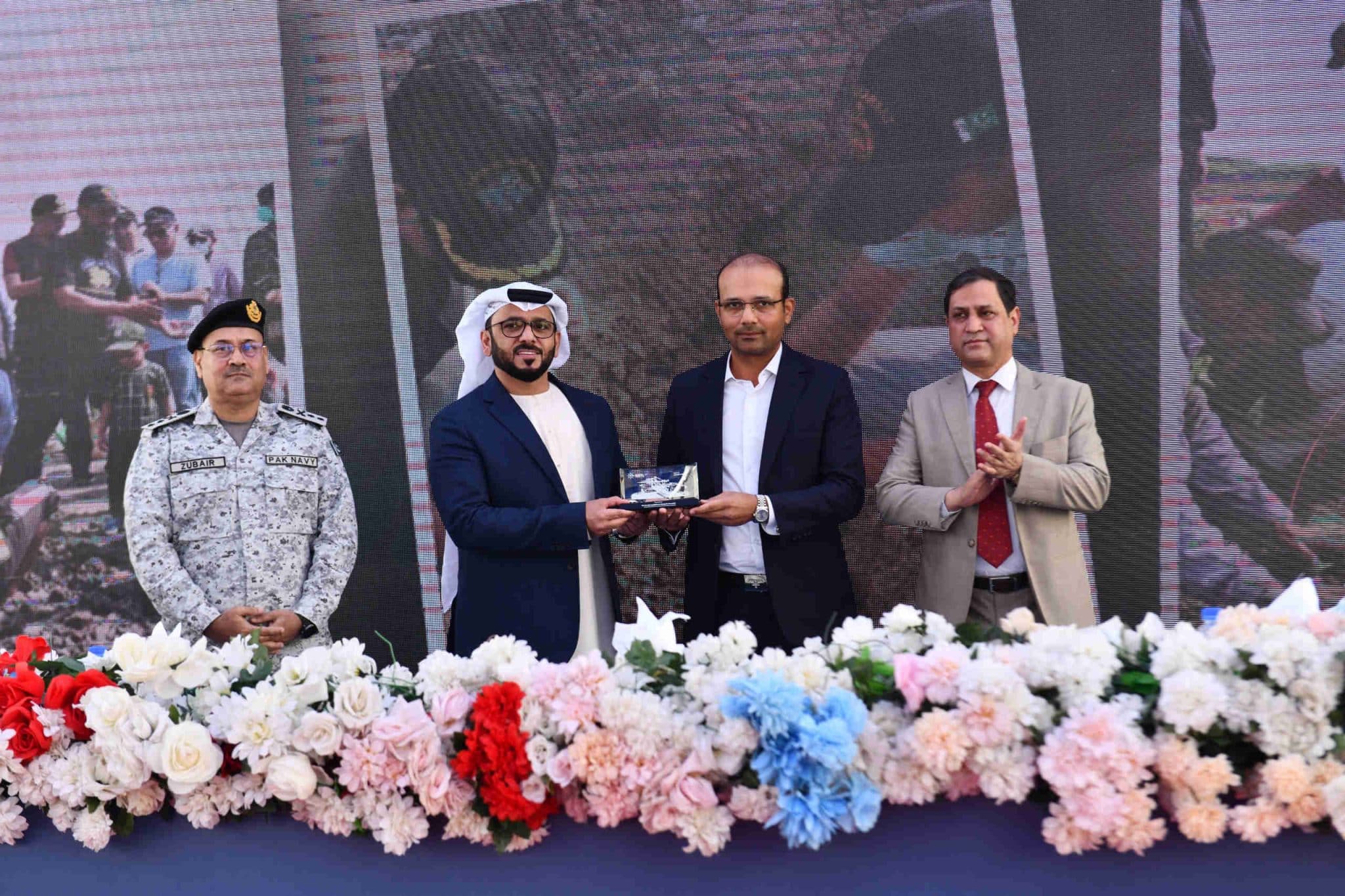 A View of CEO KGTL, Mr. Khurram Aziz Khan, at the commencement ceremony of mangrove plantation in Karachi in collaboration with KPT.