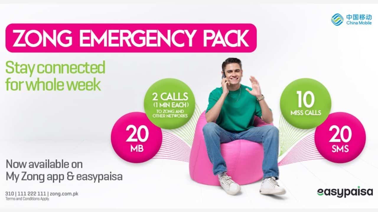 Zong 4G Introduces Emergency Pack for Prepaid Users with Low Balance
